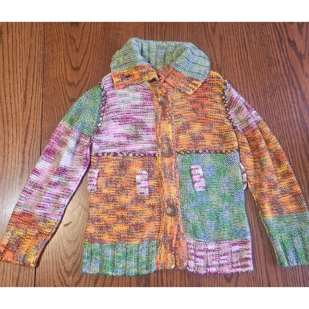 The Children's Place Girls' Multicolor Patchwork Style Knitted Cardigan